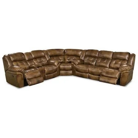 Casual Super Wedge Power Reclining Sectional with Pad-over Chaise Support